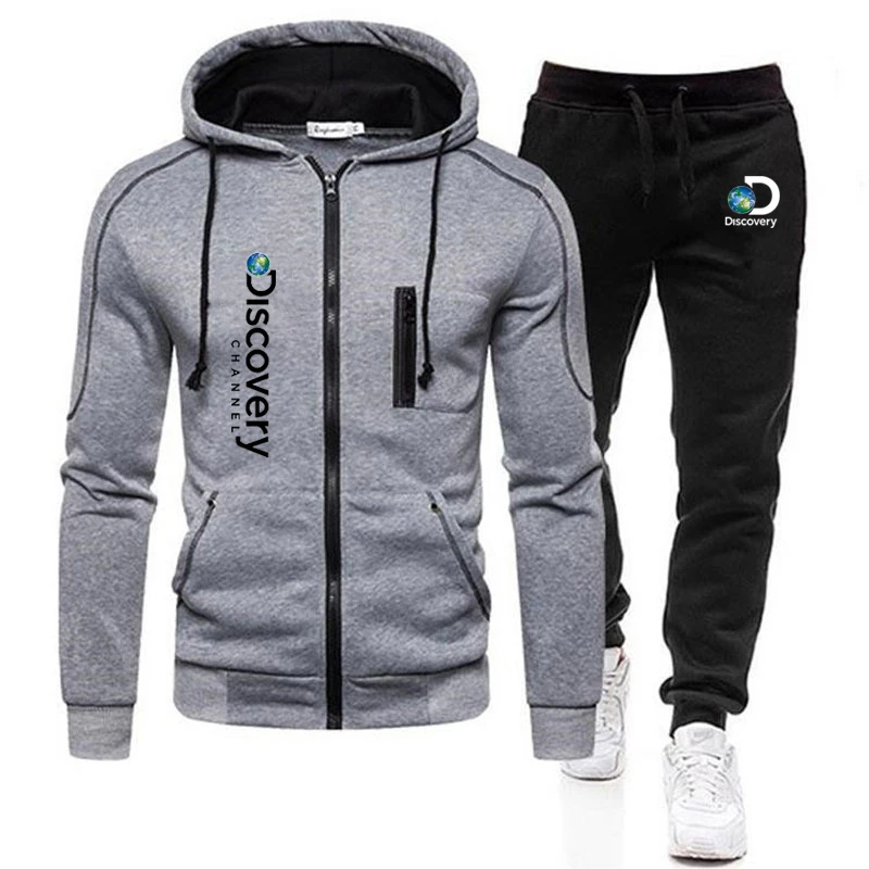 Discovery Channel - Men's Hooded Sweatshirt And Sweatpants, Warm Sweatpants With Zipper, Fall/winter, New Outdoor For 2022