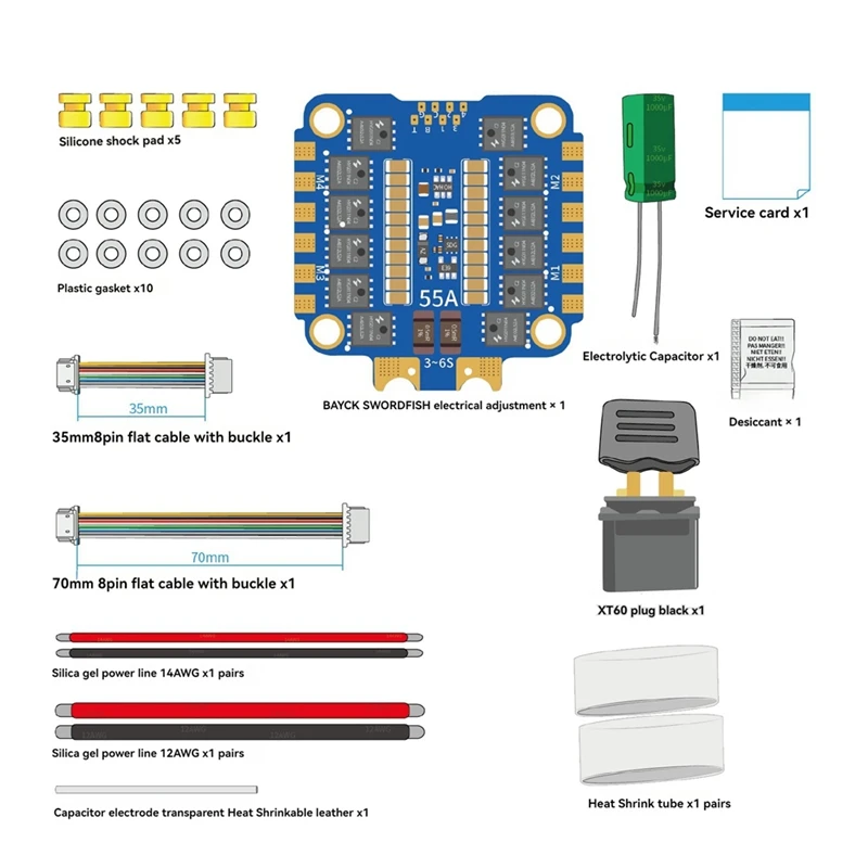 Для BAYCKRC FPV ESC AM32 55A 3-6S 4 в 1 для RC Freestyle Racing Drone Quadcopter Parts