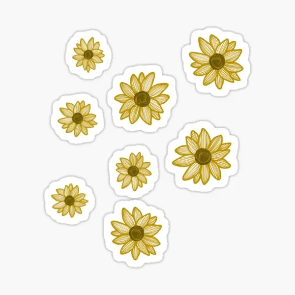 

Baby Yellow Sunflowers 5PCS Stickers for Decor Home Print Background Decorations Luggage Laptop Stickers Cartoon Kid Cute