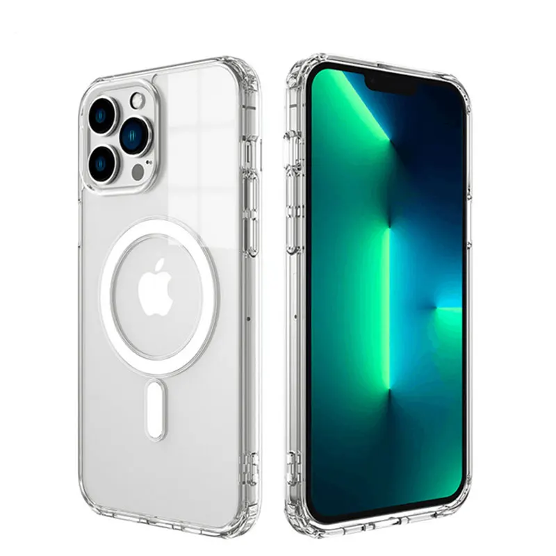 

Clear Magnetic Cases for iPhone 14 13 11 Pro Max Mini XR X Xs Max 7 8 Plus SE 2 15 Pro Max Cover for Magsafe Wireless Charging