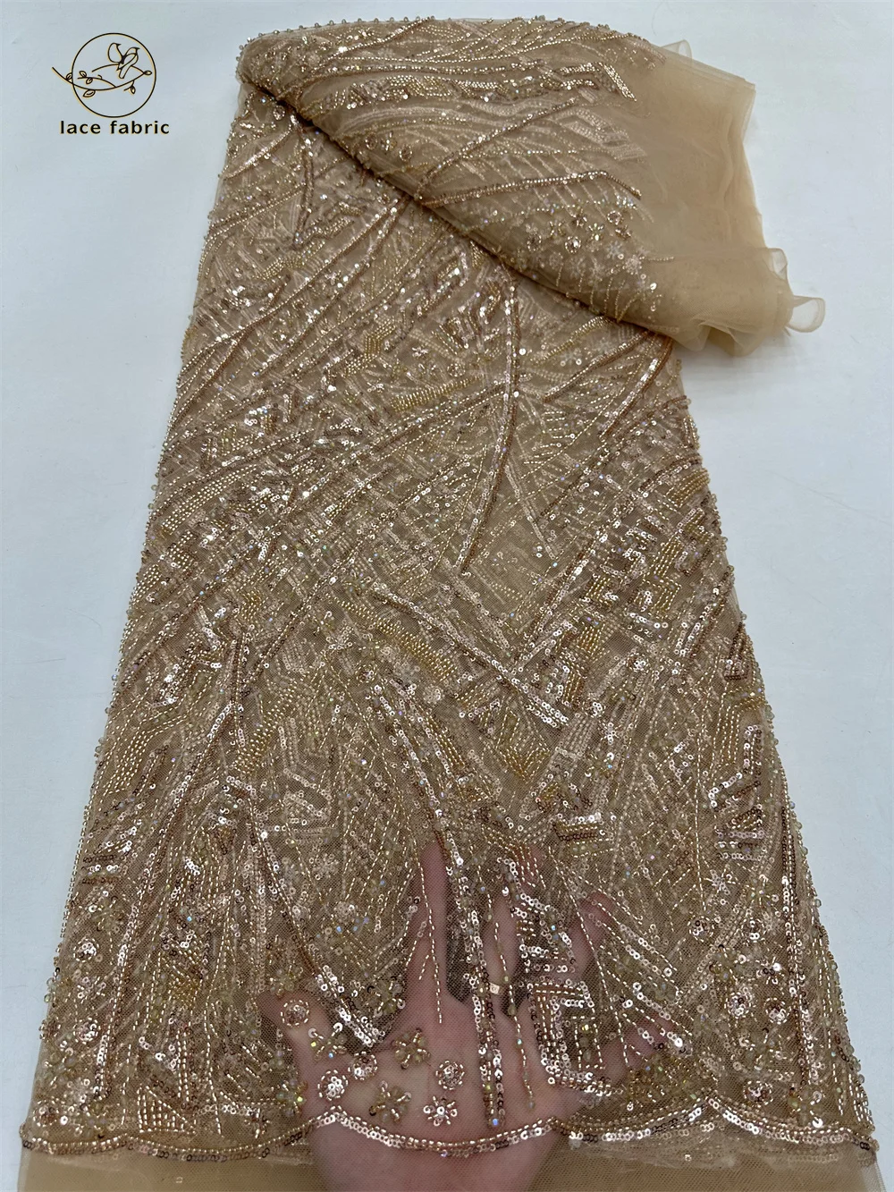 Черная африканская кружевная ткань ручной работы из бисера 2024 высокое качество 5