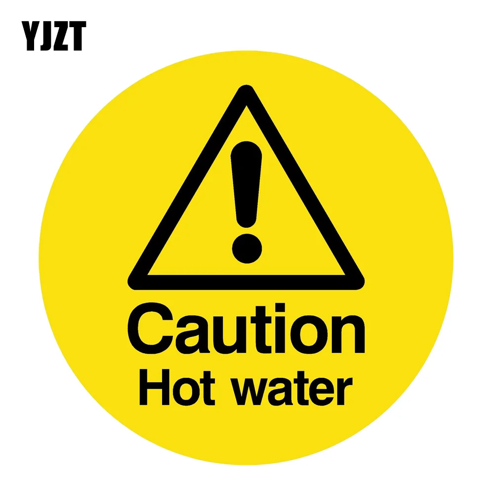 Автомобильная наклейка YJZT 14*14 см, аксессуары для предупреждения о горячей воде, предупреждение из ПВХ