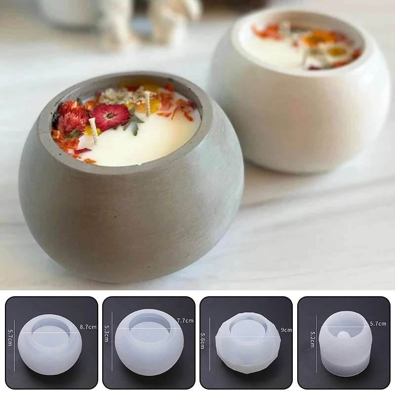 

DIY Round Candle Pot Silicone Molds For Making UV Epoxy Plaster Storage Box Concrete Mold Home Decor