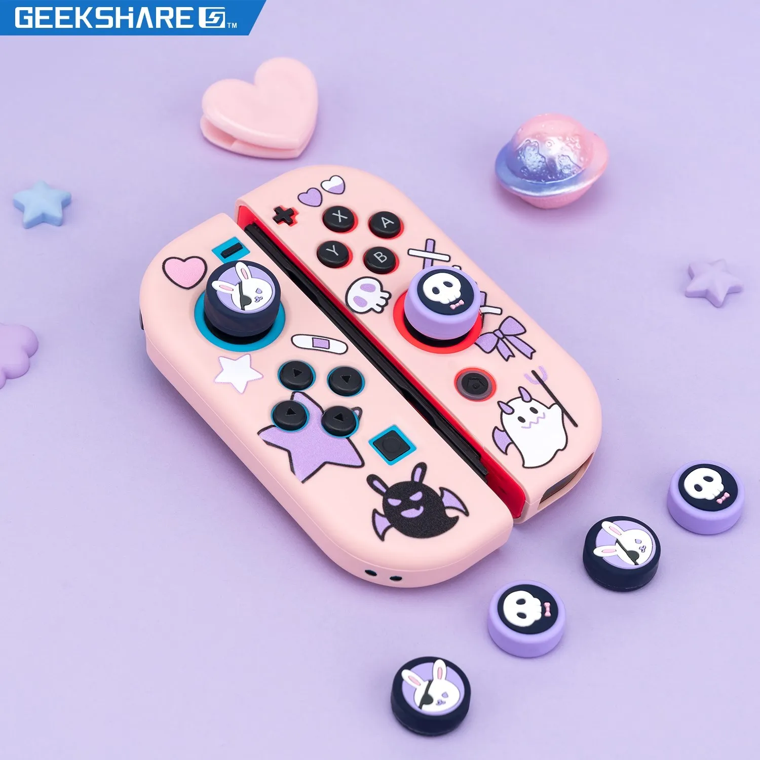 

GeekShare Silicone Thumb Grips For Nintendo Switch Oled Cute Bandage Rabbit Silicone Soft NS Joy-con Joystick Protective Cover
