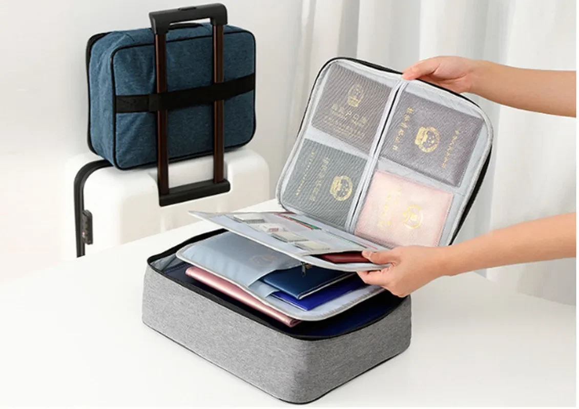 Capacity Multi-layer Document Tickets Storage Bag Certificate File Organizer Case Home Travel Passport Cards Bag with Lock