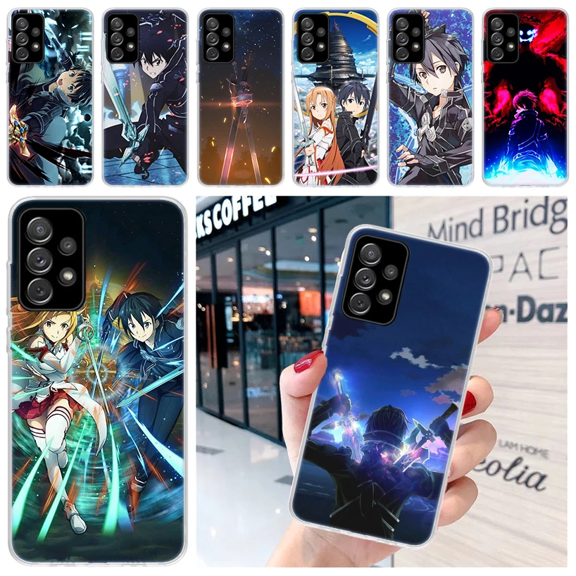 Мягкий чехол для телефона Sword Art Online Kirito Asuna Samsung Galaxy A51 A50S A41 A31 A21S A11 A71 A70 A40 A30S A20E A10 A6