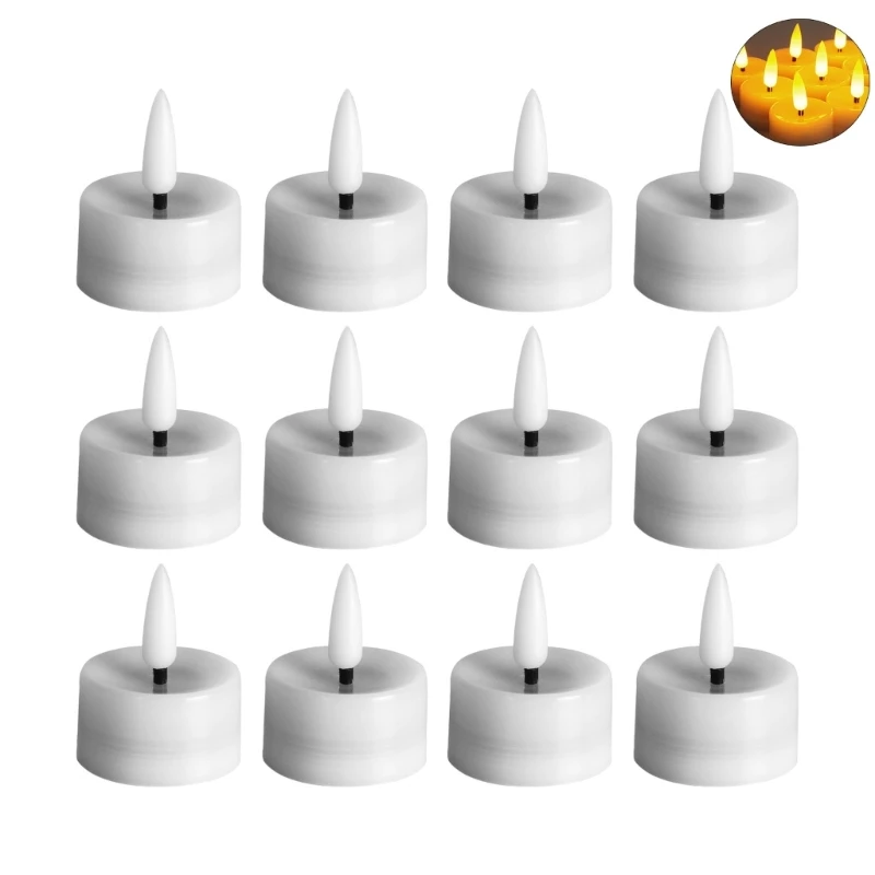 12pcs Flameless Flickering LED Tealight Candle Mini Electron