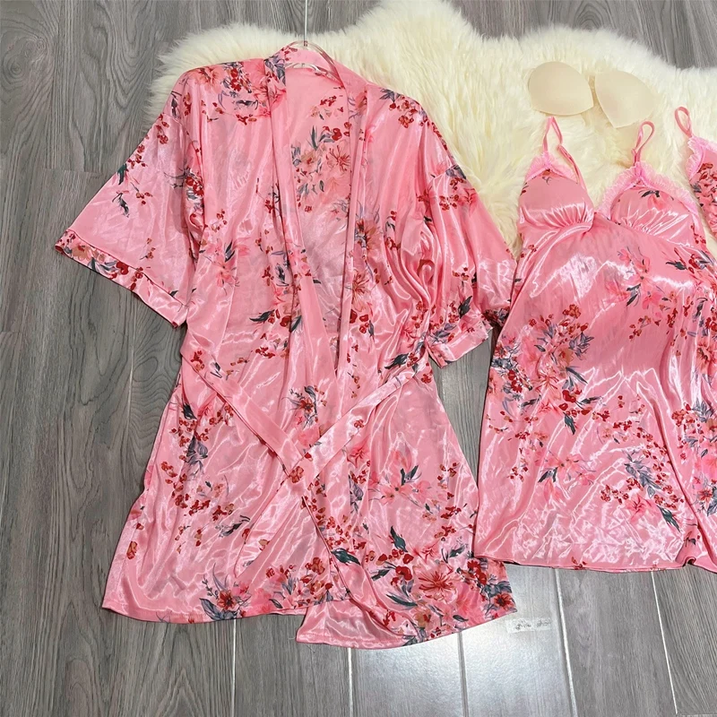 4 шт. шелковые атласные ночные рубашки на тонких бретельках