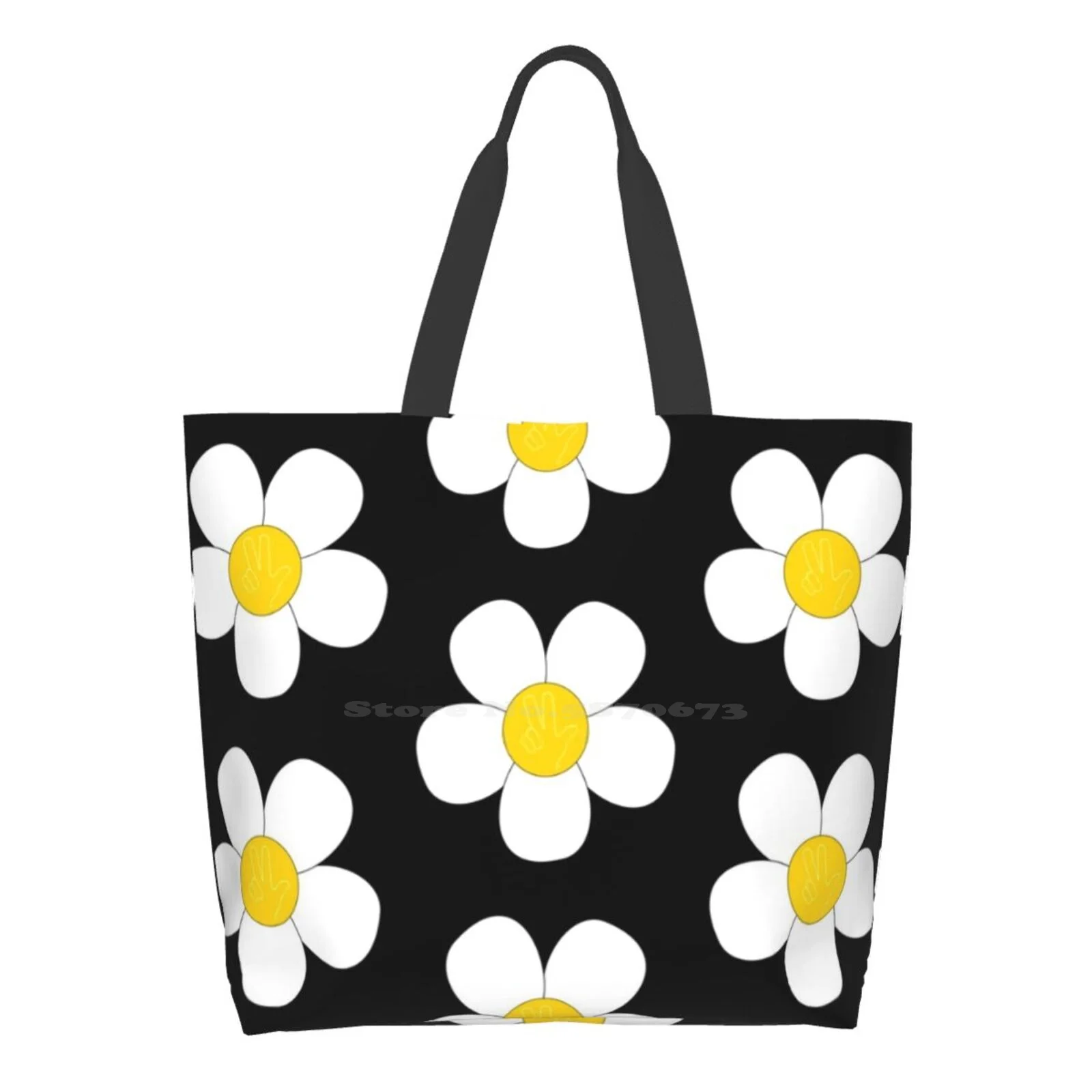 

The Peacelove Happy Flower - Yellow And White Girls Handbags Shoulder Bags Large Size Thepeacelove Peace Love Life Udou