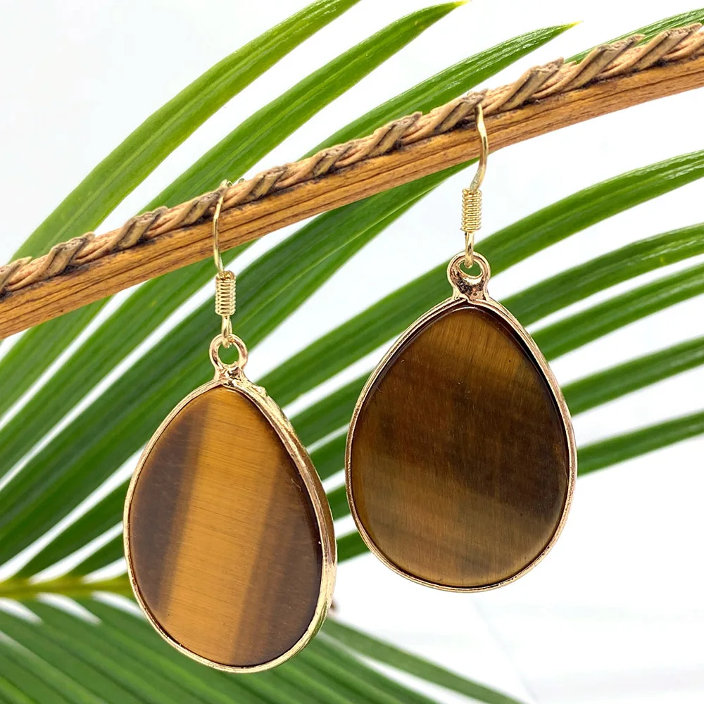 

Классические Медные серьги с покрытием из натурального камня, подвески в форме капли, серьги с голубым бирюзовым драгоценным камнем, Женски...