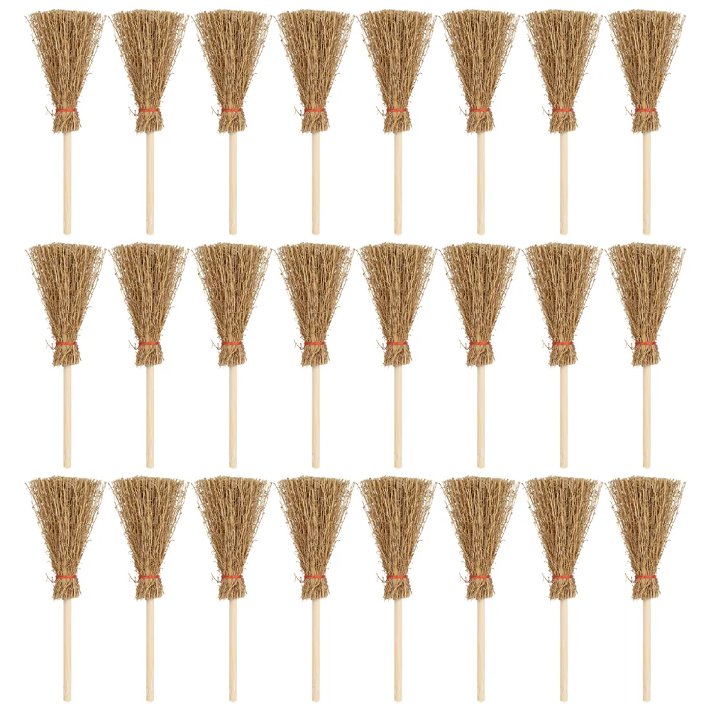 24 Pcs Halloween Party Decoration Miniature Broom Woodsy Ornaments Decorations Witch Asian Broomsticks Props