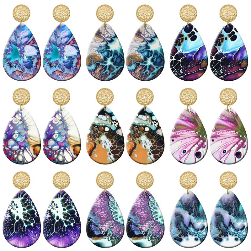 

Dazzling Abstract Pattern DIY Acrylic Drip Earrings For Women Jewelry Y2K Piercing Ear Hooks Dangle Accessories Gift For Girls