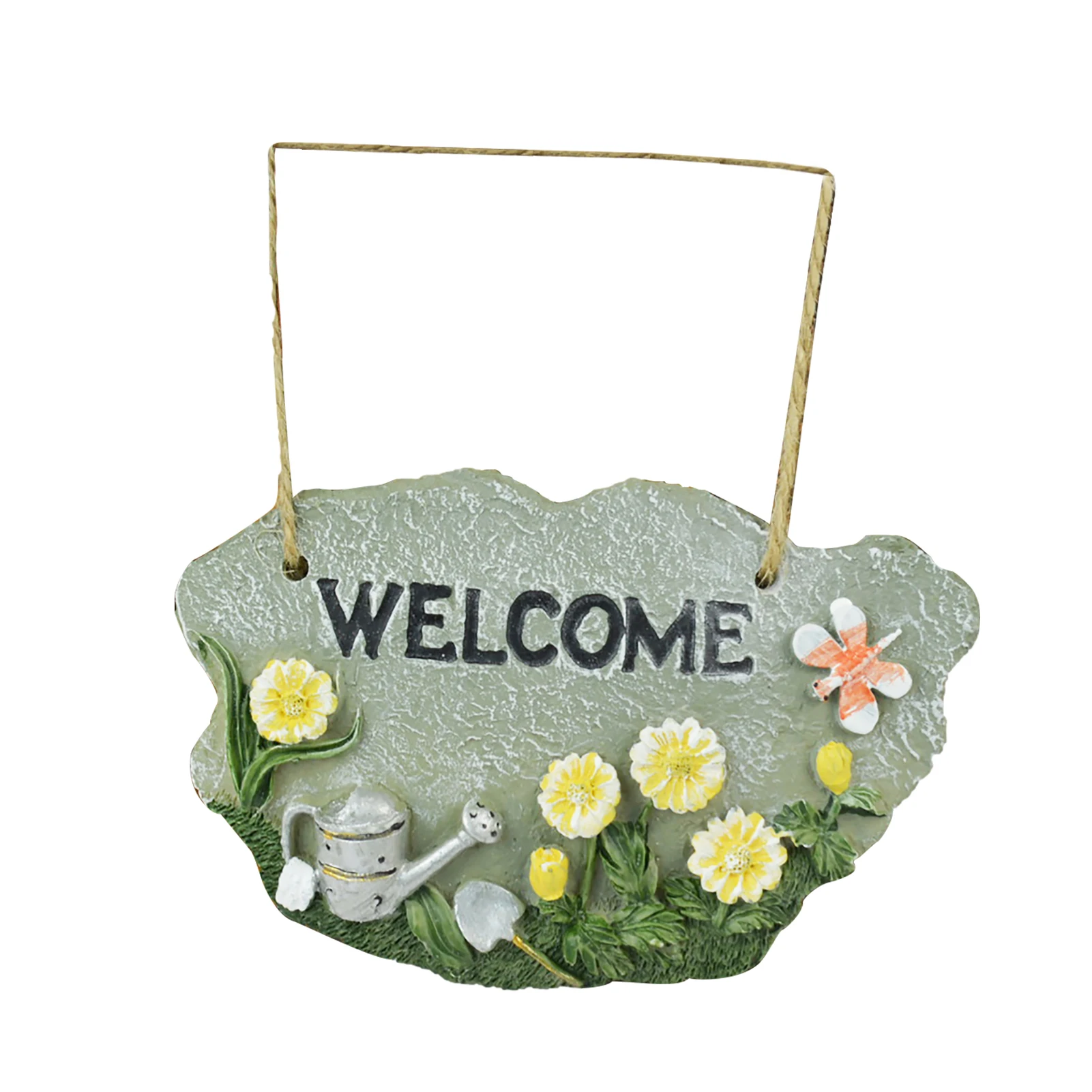 

Cute Garden Welcome Sign Retro Resin Plaque With Flowers Front Door Sign Entryway Decoration Simple And Cute Wall Hanging