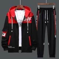 mens sweater hooded suit fashion personalized casual youth style with a set of zipper pockets of autumn sweatpants