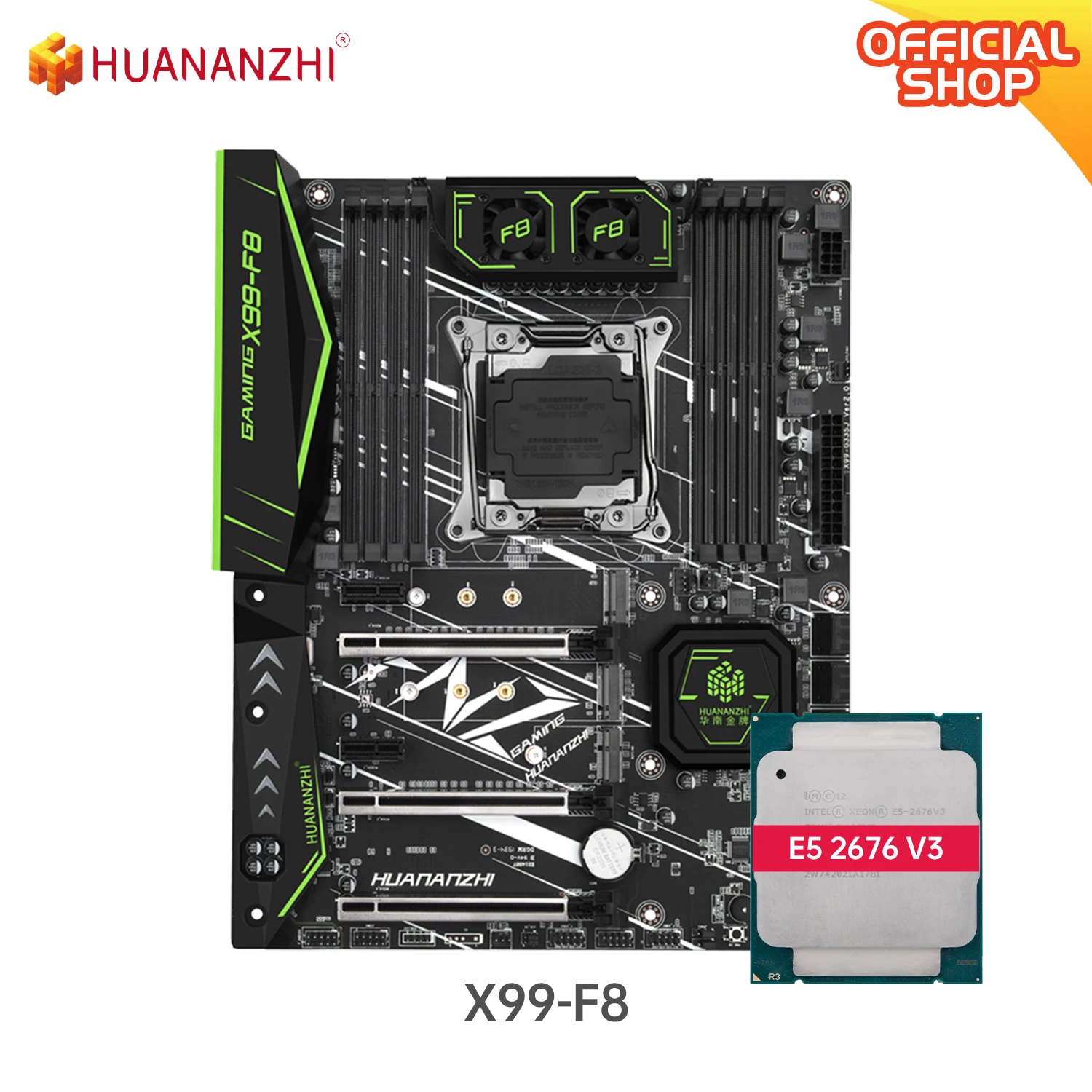 

HUANANZHI X99 F8 X99 Motherboard with Intel XEON E5 2676 V3 LGA 2011-3 DDR4 RECC NON-ECC memory combo kit set NVME