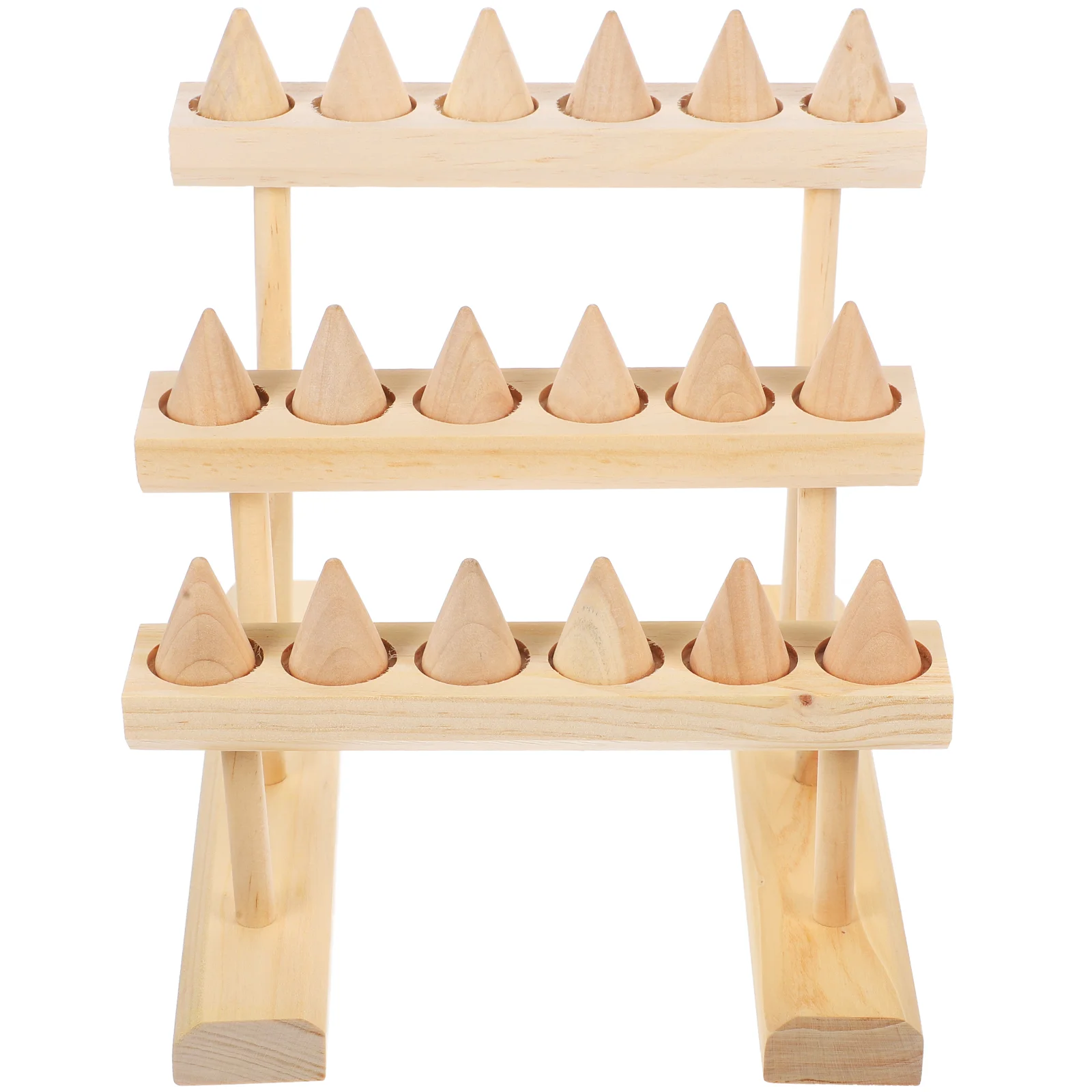 

Couple Ring Wood Cone Holder Stand Holders Rest Wooden Display Showcase Rack Lovers