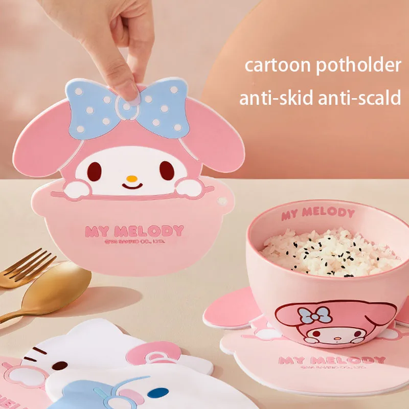 

Sanrio Hello Kitty Placemats Anti Slip My Melody Anti-scald Waterproof Oilproof Tableware Bowl Pads Kitchen Drink Cup Coasters