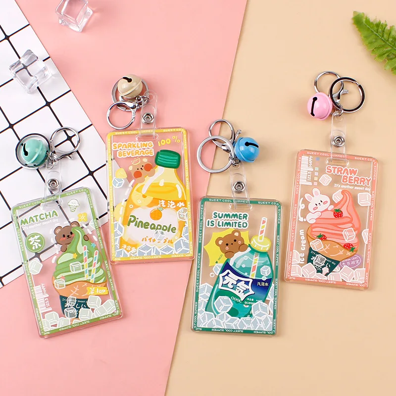 

Transparent Card Holder Women Keychain Bus Card Cover Stationery Photocard Photo Protector for Student