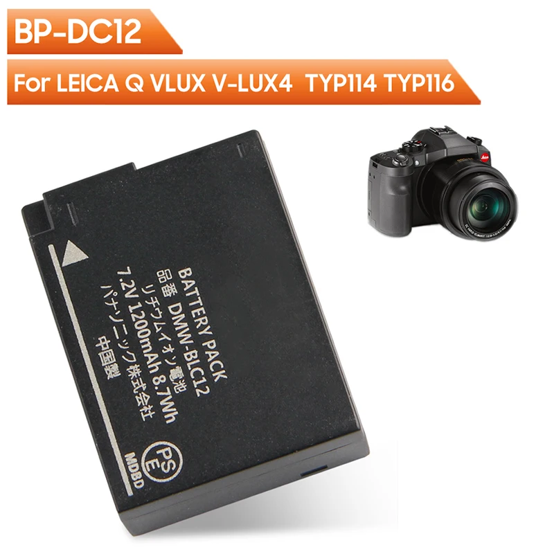 Запасная аккумуляторная батарея Φ для LEICA Q VLUX BP-DC12 CL TYP114 TYP116 цифровая камера 1200 мАч