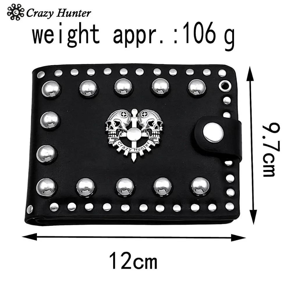 Панк шипованные Череп байкер кожаный бумажник мужские ID карты/Momey клип с цепочкой