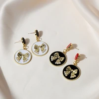 s925 silver needle dripping oil butterfly earrings female metal hitting color retro literary ear jewelry earrings for women 2020