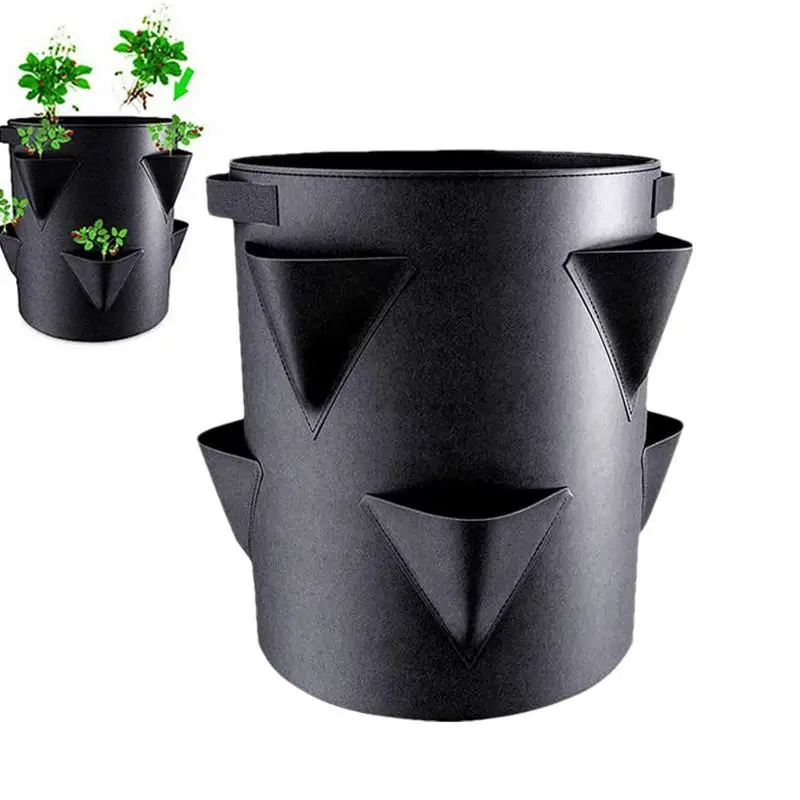 

Potato Growing Bags 7 Gallon With 6 Side Grow Pocket Outdoor Planters Strawberry Planting Pots Non-Woven Fabric Portable