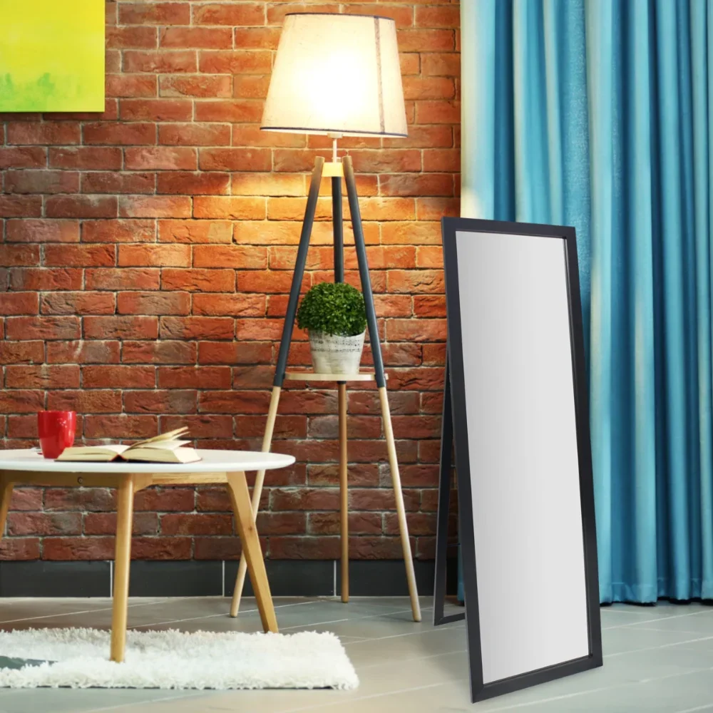 Полноразмерное Монтируемое прямоугольное стоячее зеркало 60 дюймов черное 20 43