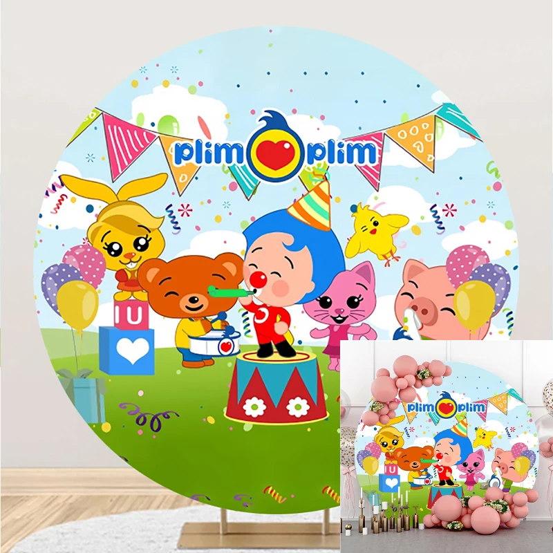 

Круглый фон с мультяшным флагом зоопарком украшение для дня рождения баннер круглый фон для фотосъемки фотостудия для возраста на заказ