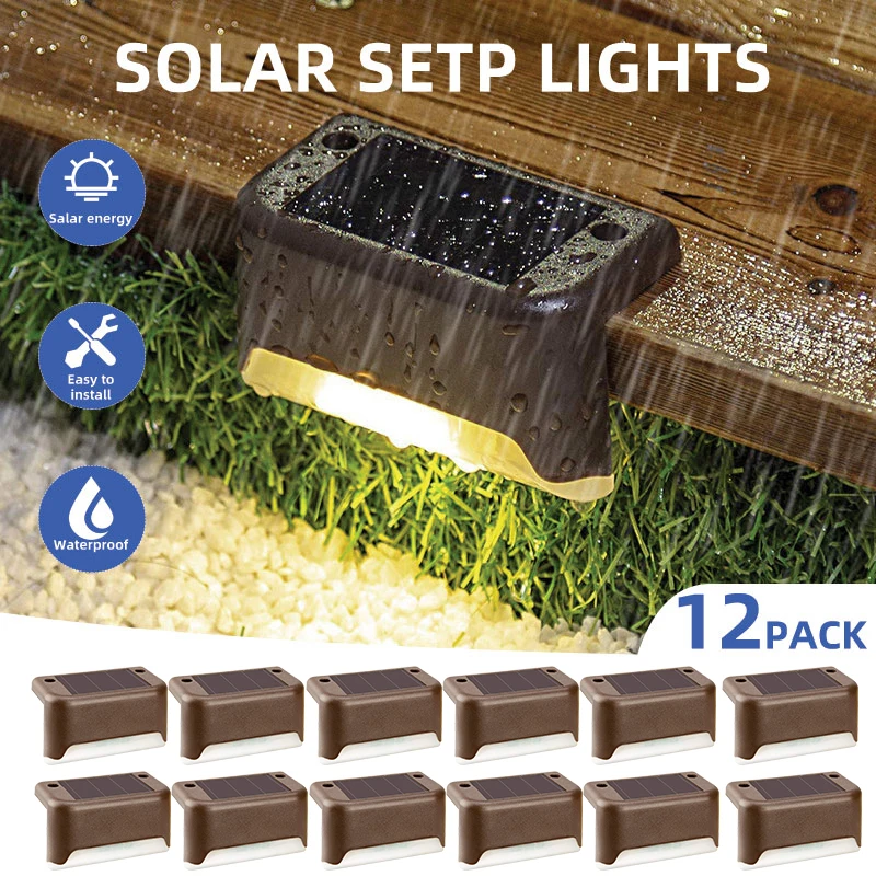 

4/8/12PCS LED Solar Stair Light Waterproof Outdoor Garden Passage Courtyard Terrace Guardrail Step Landscape Light Wall Decor