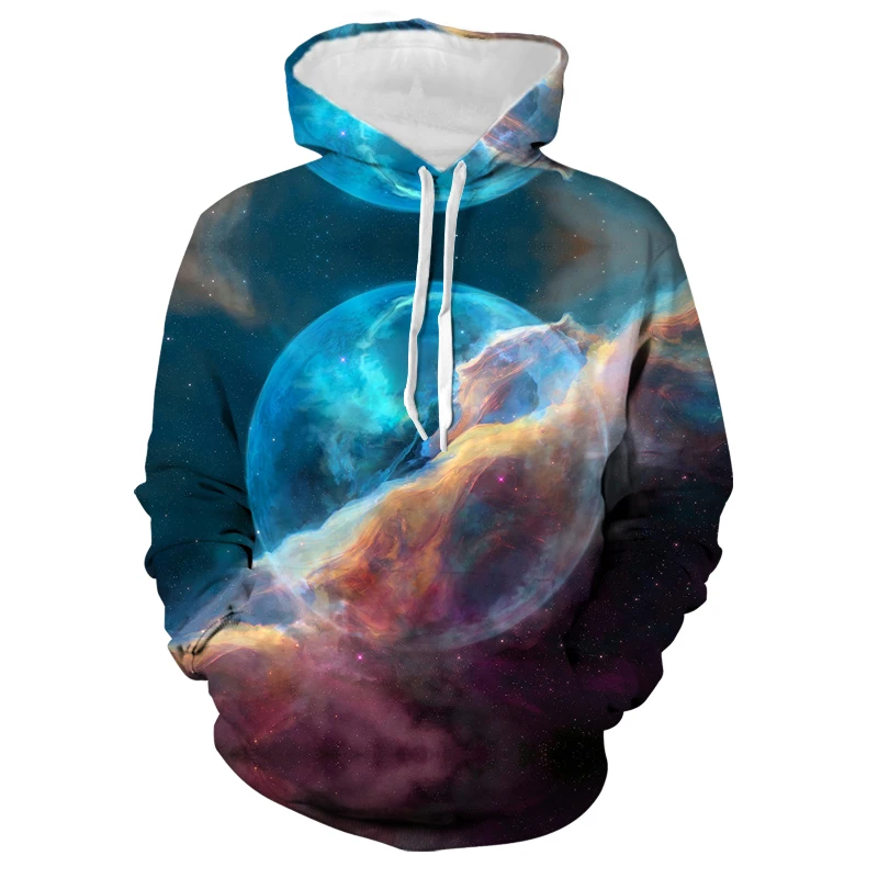 

Худи мужские и женские с объемным рисунком, брендовая одежда с принтом космоса и галактики, повседневная спортивная куртка