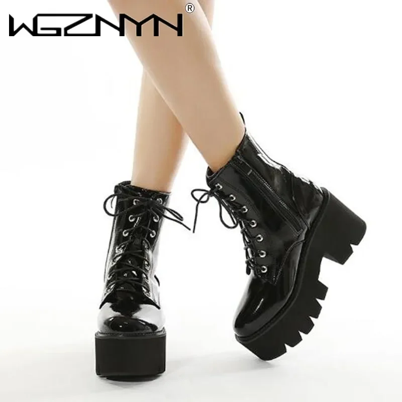 НОВЫЕ женские роскошные ботинки на платформе с боковой молнией удобные туфли