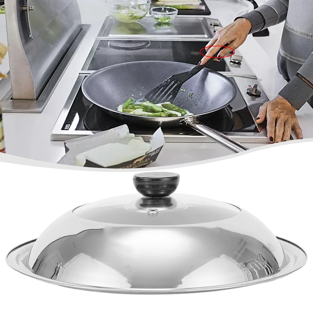 

Stainless Steel Visible Frying Pans Lid Wok Pan Lid Vegetable Cover Round Chef Pan Lid Knob Premium Qualtiy Pan Covers