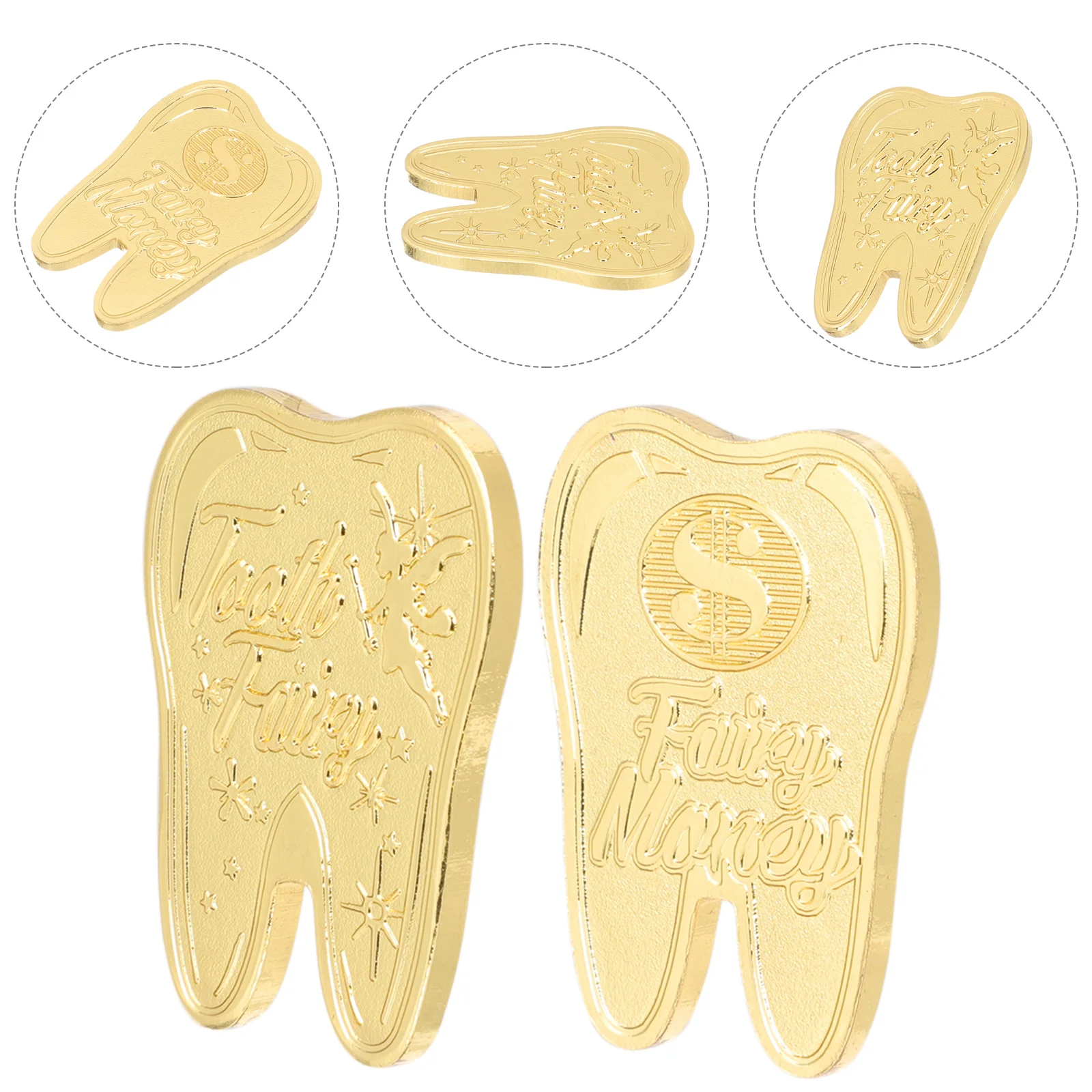 

2 Pcs Kids Girls Gifts Dentist Souvenir Keepsake Toys Presents Decorate Tooth Shape Gold Coin