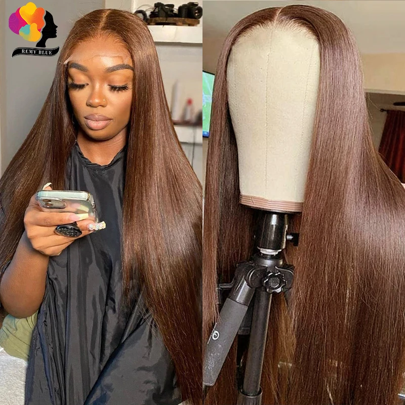 

Парики из натуральных волос, шоколадно-коричневые, предварительно выщипанные, #4