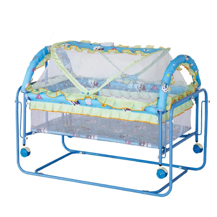 Детская Металлическая кроватка-качели, детская кроватка-качалка с колесами, с москитной сеткой, детский манеж качели садовые варна с москитной сеткой
