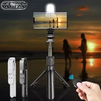 wireless selfie stick bluetooth compatible foldable mini tripod for phone with fill light shutter remote control for ios android
