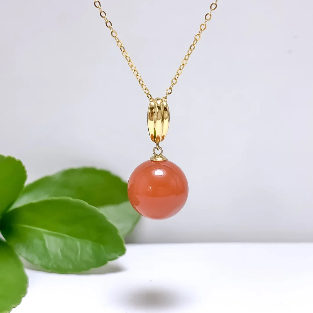

shilovem 18K rose Gold real Natural south Red agate pendants no necklace fine plant Jewelry classic gift plant yzz1111876nh