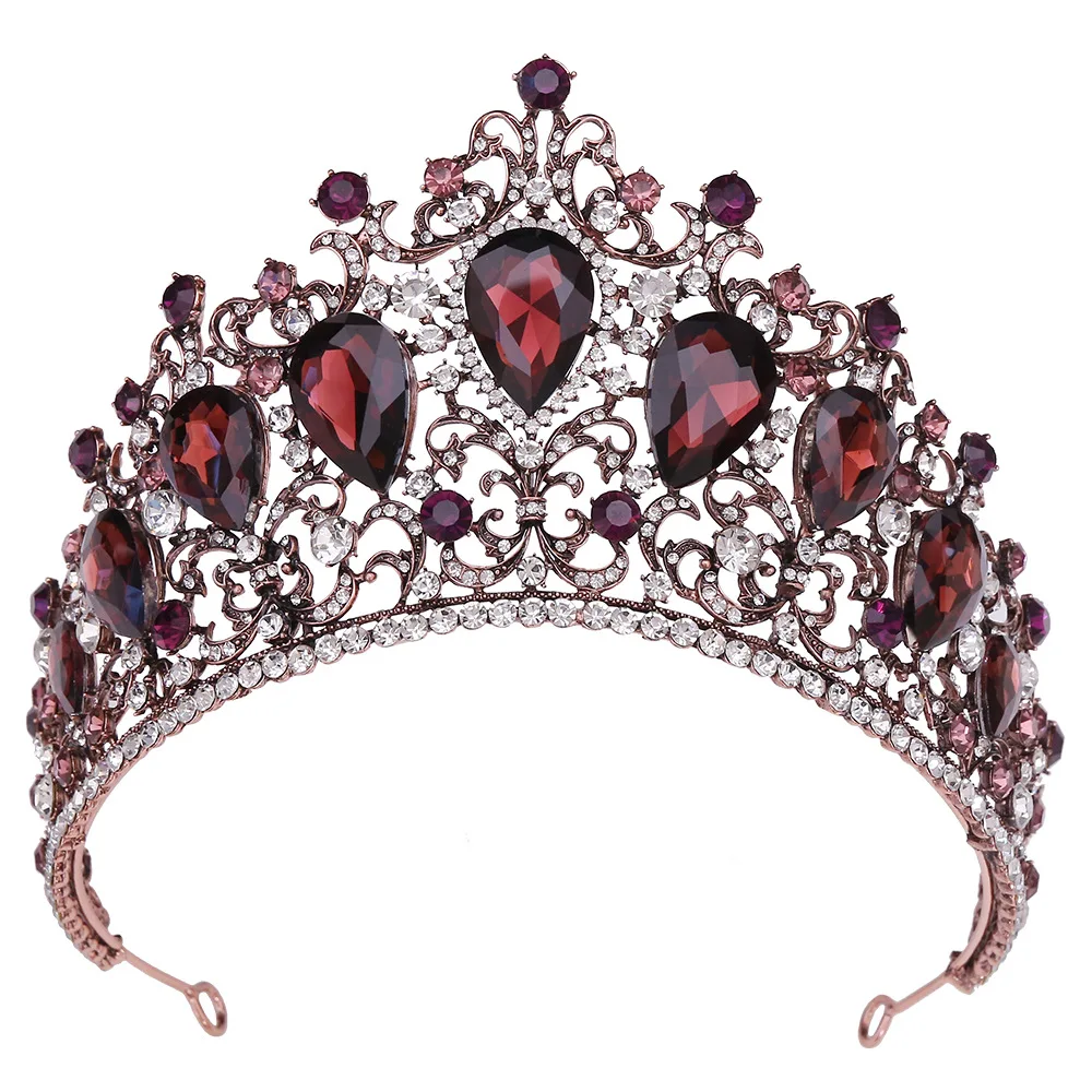 

Luxury Big Rhinestone Heart Bridal Tiaras Crown Baroque Crystal Pageant Prom Diadem Royal Queen Crowns Wedding Hair Accessories