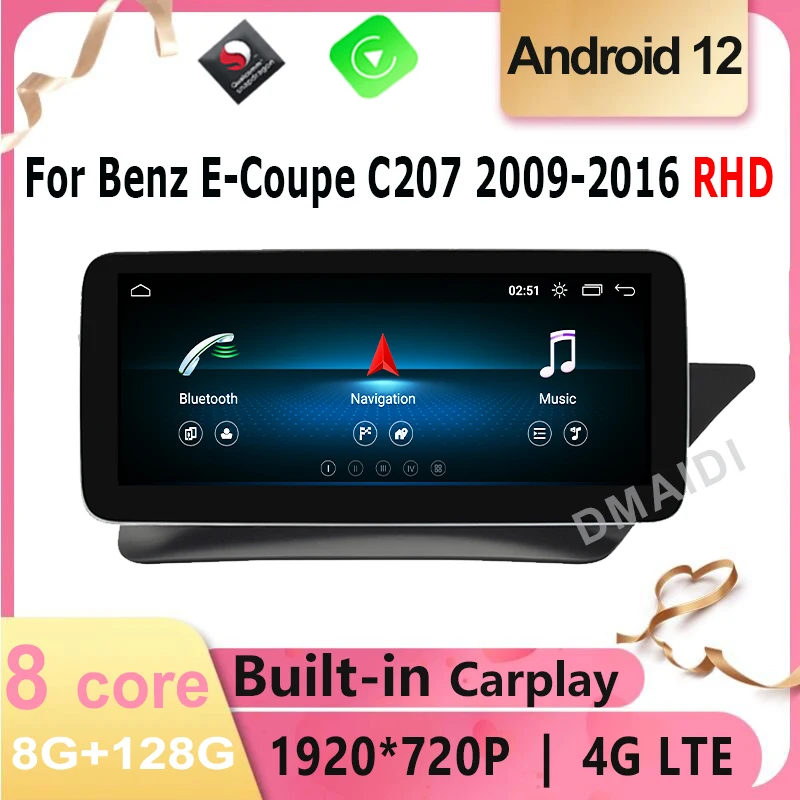 

Android 12 8Core 8G+128G Navigation Car Multimedia Player For Benz E-Class Two Door Coupe C207 W207 A207 RHD Screen Carplay