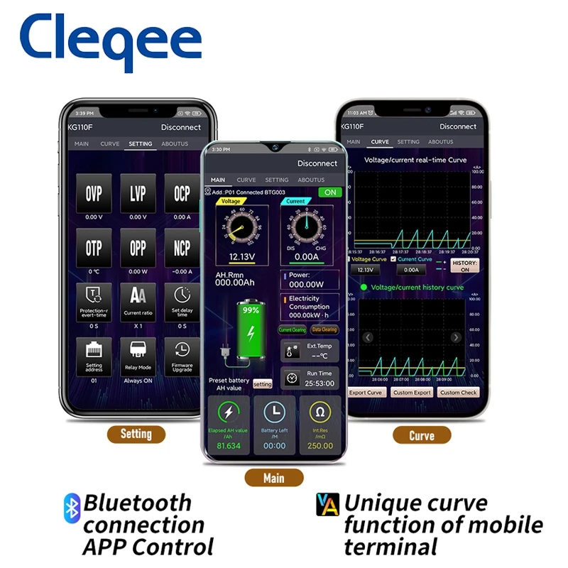 Cleqee KG160F Battery Capacity Tester 120V 600A Coulometer Battery Indicator LCD Power Display Phones Control Coulomb Meter enlarge
