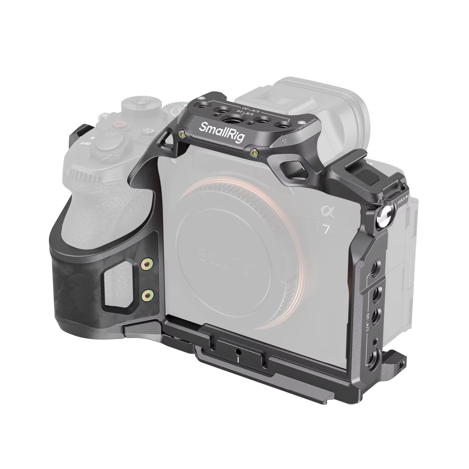 Кейдж для камеры SmallRig 6029 Rhinoceros для Sony A7V, A7RV, A7 IV с креплением Cold Shoe и резьбой 14-20, стабилизирующая платформа для видеосъемки (art.: 3920dbc2442b9) - 3920dbc2442b9