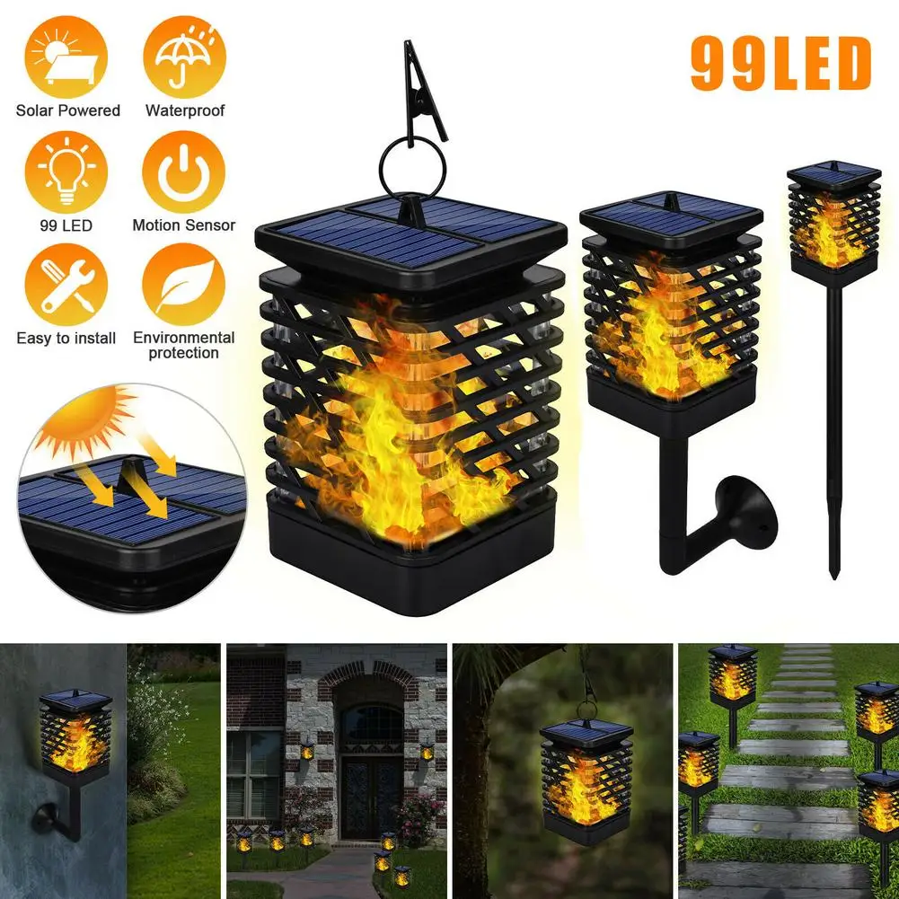 

Solar Flickering Flames Lantern Ip65 Waterproof Led Torch Lamp For Outdoor Garden Patios Lawns Porches Solar Lights Outdoor