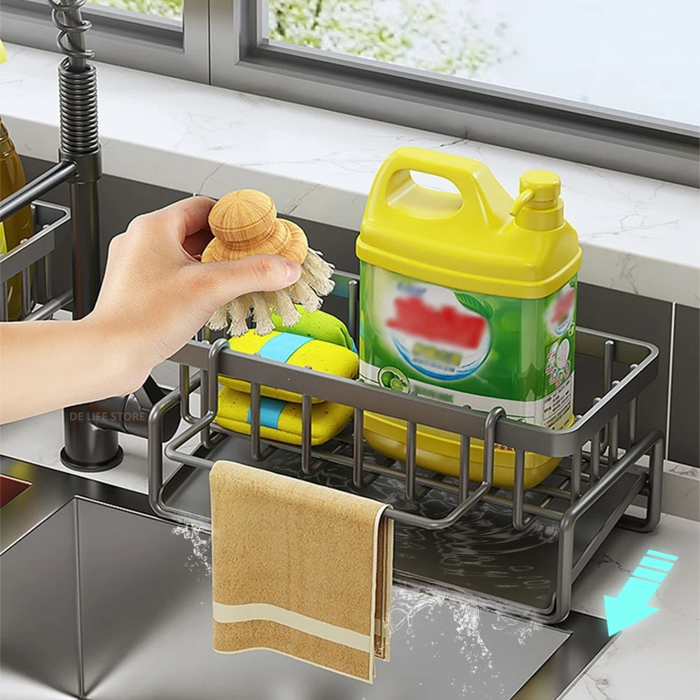 Самосливающаяся полка для раковины стеллаж слива Ванной Губки держатель мыла