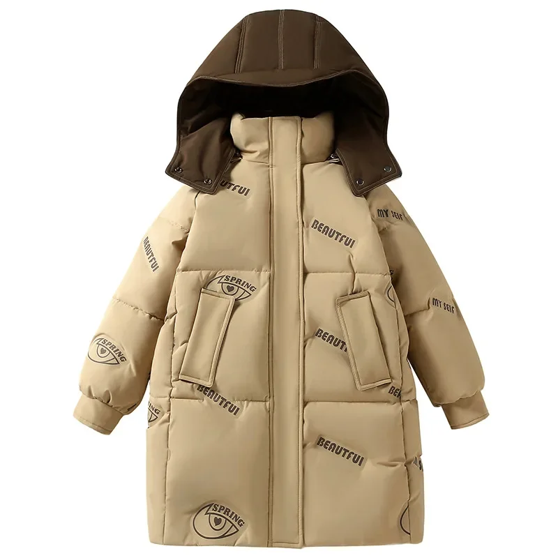 Детский теплый пуховик для девочек 4-14 лет на утином пуху