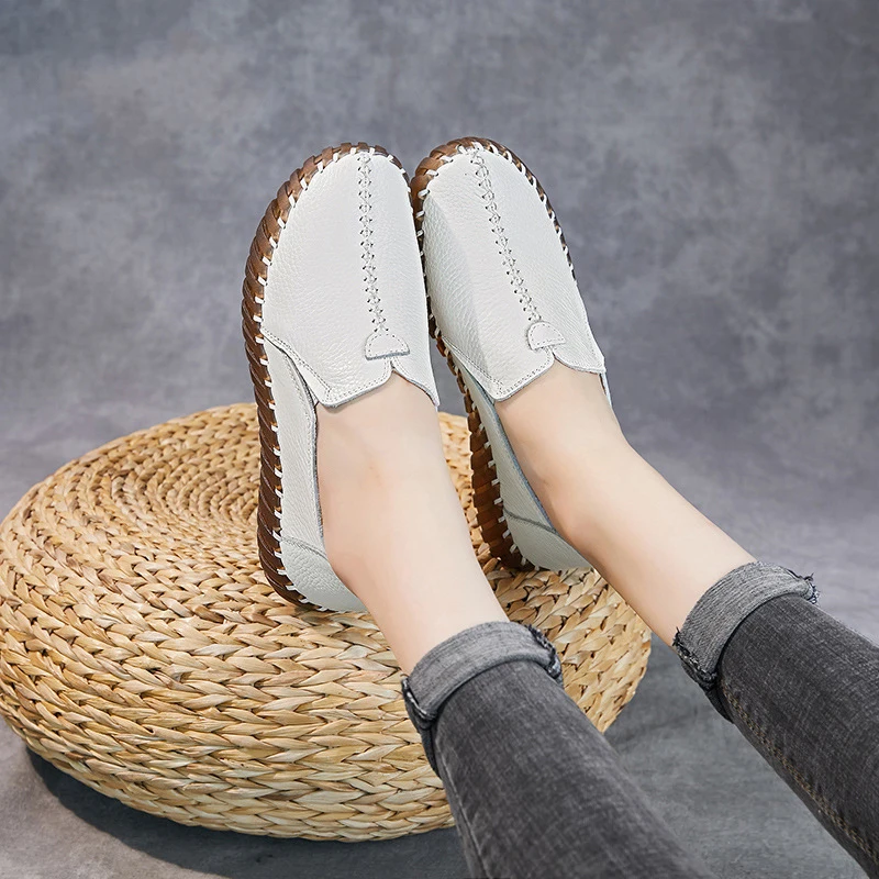 

Cozy Orthopedic Sandals Women Genuine Leather Shoes Woman Summer Breathable Hollow Moccasins Women's Wide Fit Loafers Female