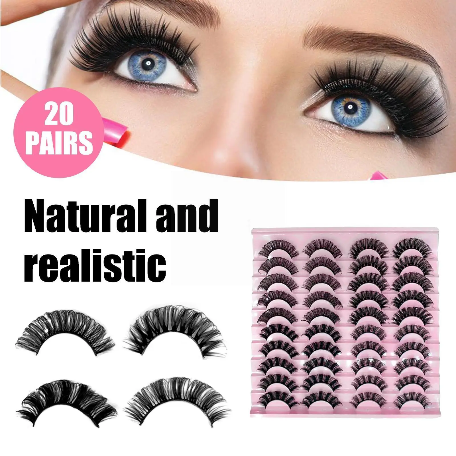 

Lashes 20 Pairs 3d Faux Mink Lashes Natural False Eyelashes Makeup Lashes Three-dimensional Lashes Volume Curly Eyelashes F C0m2