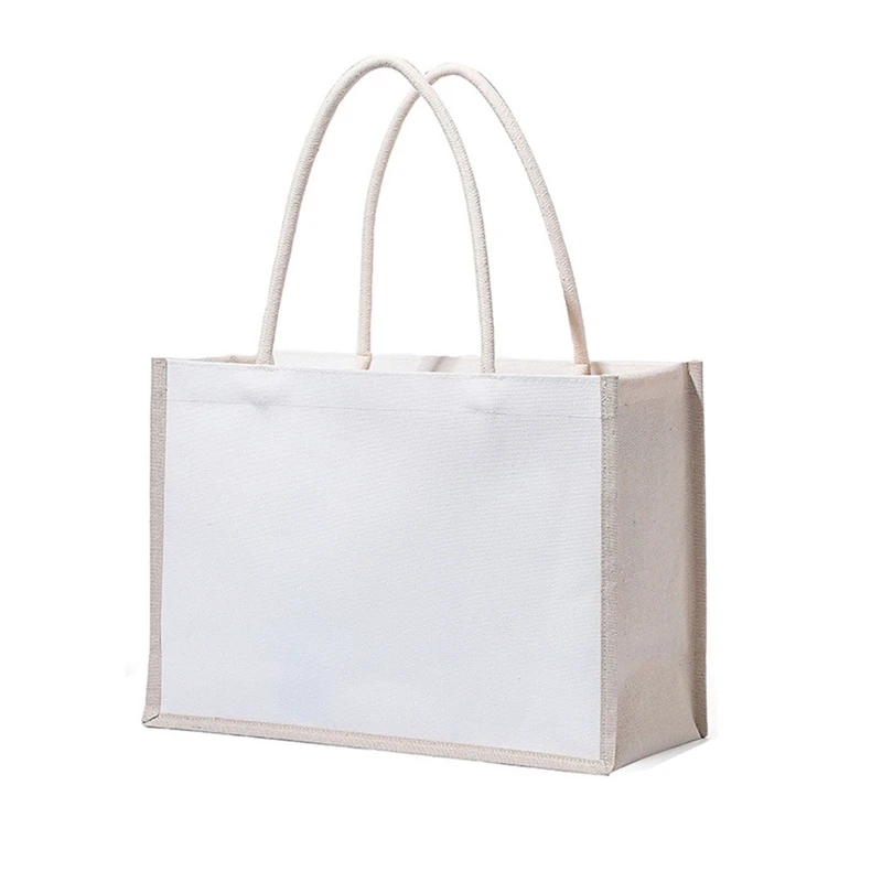 

Burlap Tote Bags Jute Bags with Handle Resuabale Grocery Bag Reusable Jute Tote Bag for DIY Shopping Beach Pool Wedding Pouch