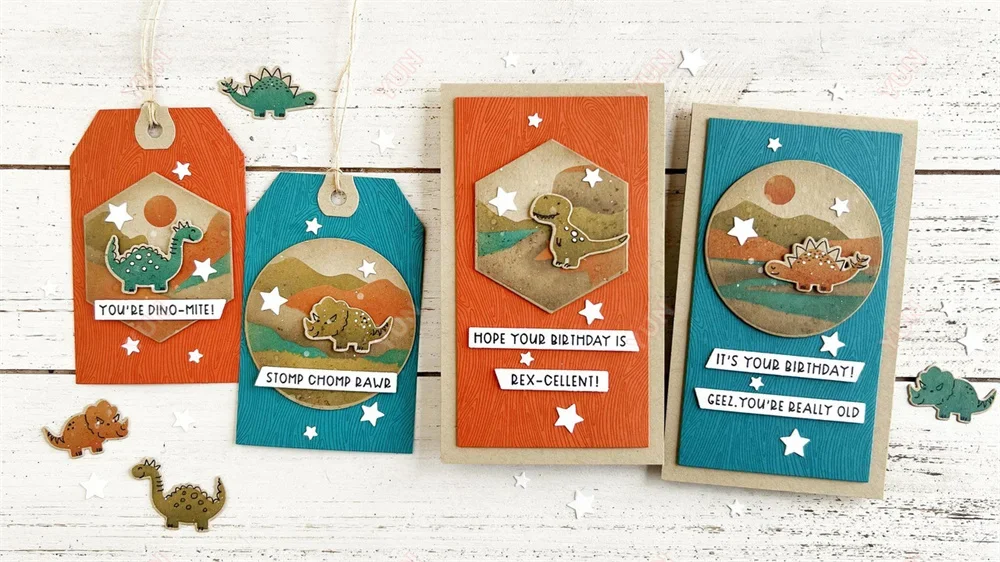 Мини-полоски металлические штампы и с изображением динозавра для скрапбукинга