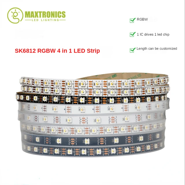 SK6812 RGBW Led Strip Light 4 IN 1 Similar WS2812B 30 60 144 LEDs/m Individual Addressable RGBWW Led Lights IP30 65 67 DC5V 1