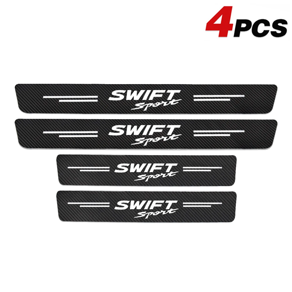 

4Pcs For Suzuki Swift Car Door Sill Protector Stickers Carbon Fiber Auto Cover Panel Step Protect Accessories Anti Scratch Decal